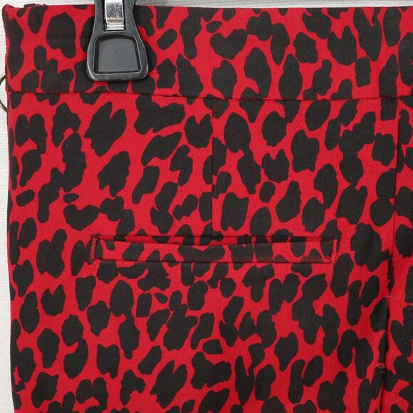 Zara Basic Pants Womens XS Red Black Animal Print Stretch Side Zip Mob Wife - Picture 8 of 12